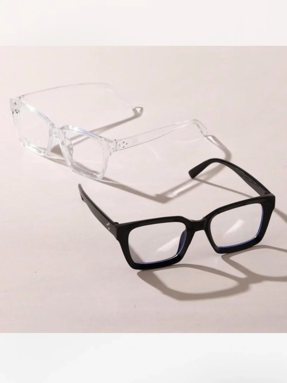 Square Frame Glasses - Black and Clear